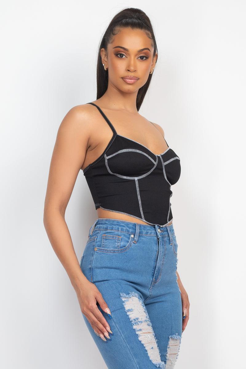 Bustier Sleeveless Ribbed Top Blue Zone Planet