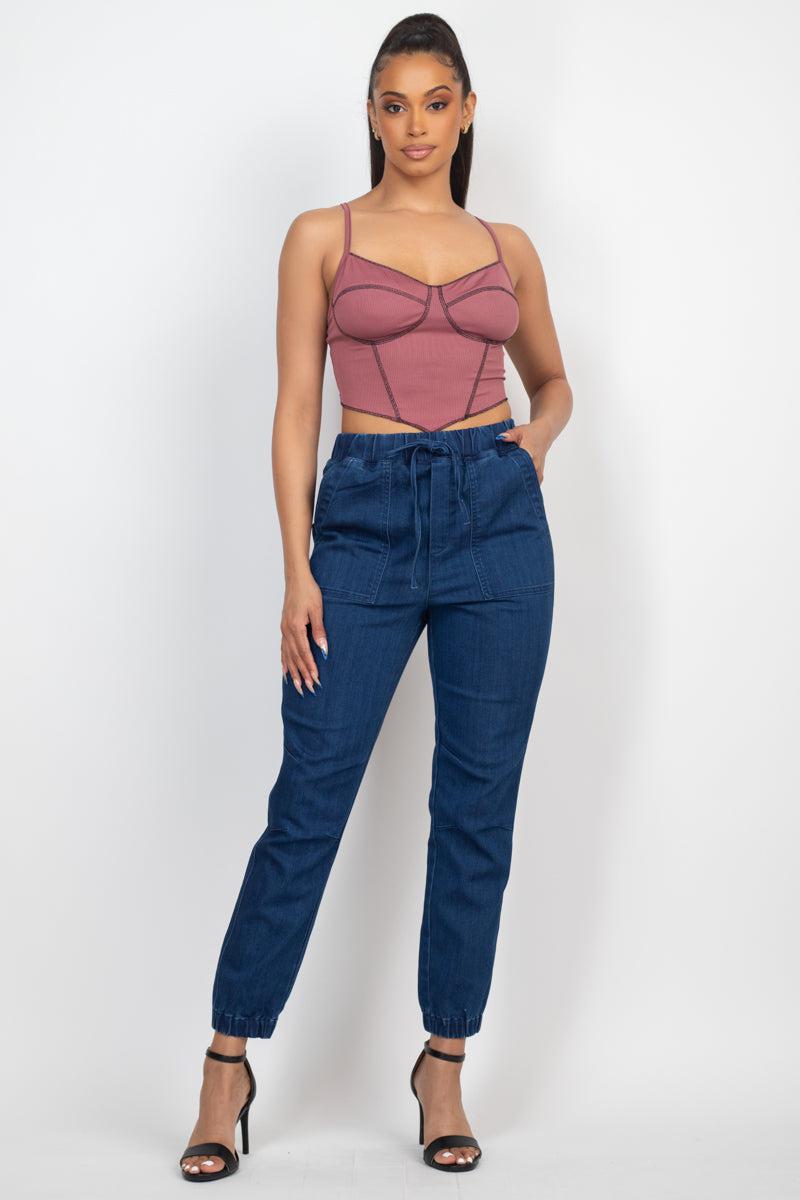 Bustier Sleeveless Ribbed Top Blue Zone Planet