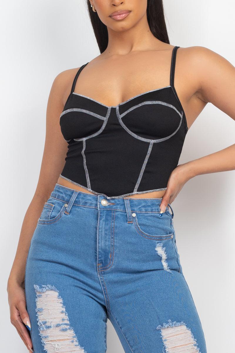Bustier Sleeveless Ribbed Top Blue Zone Planet