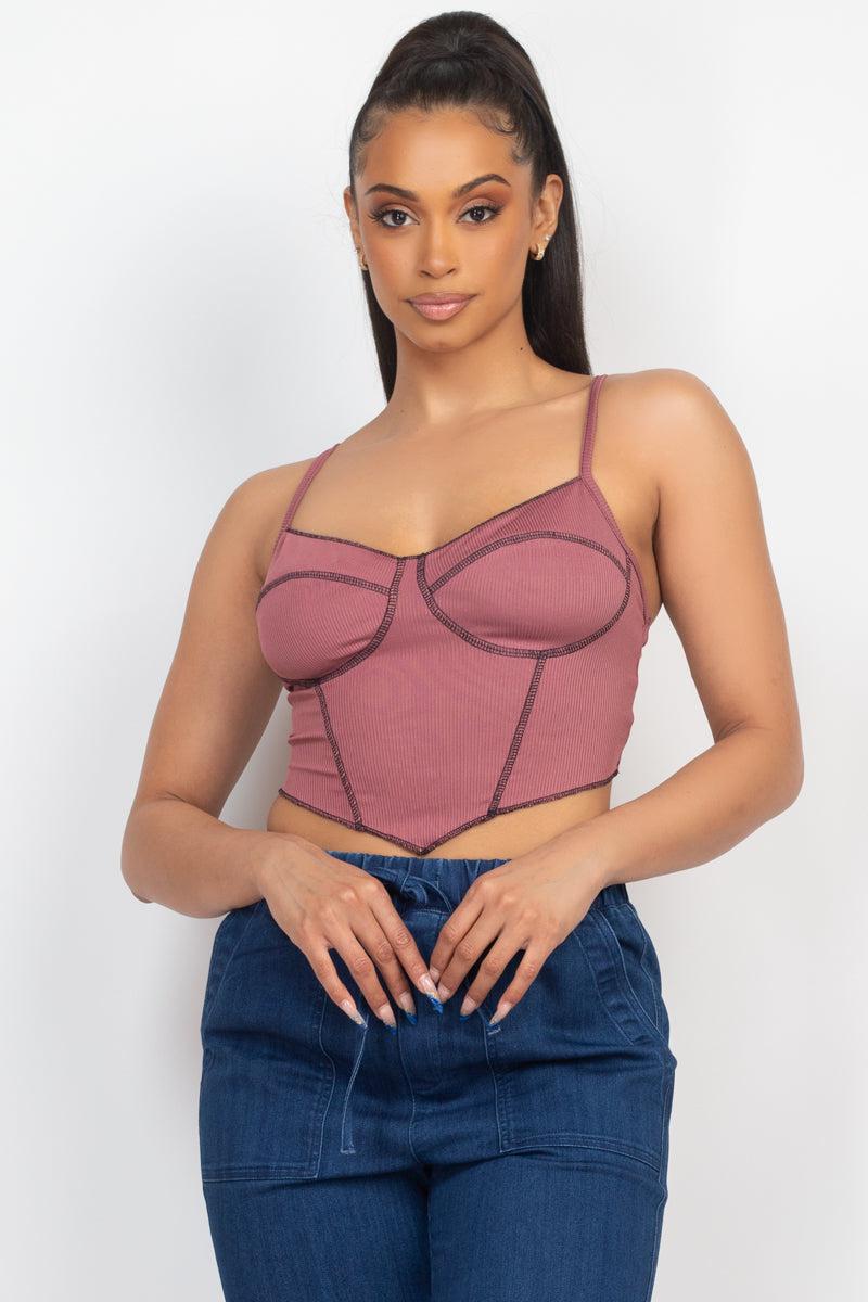Bustier Sleeveless Ribbed Top Blue Zone Planet