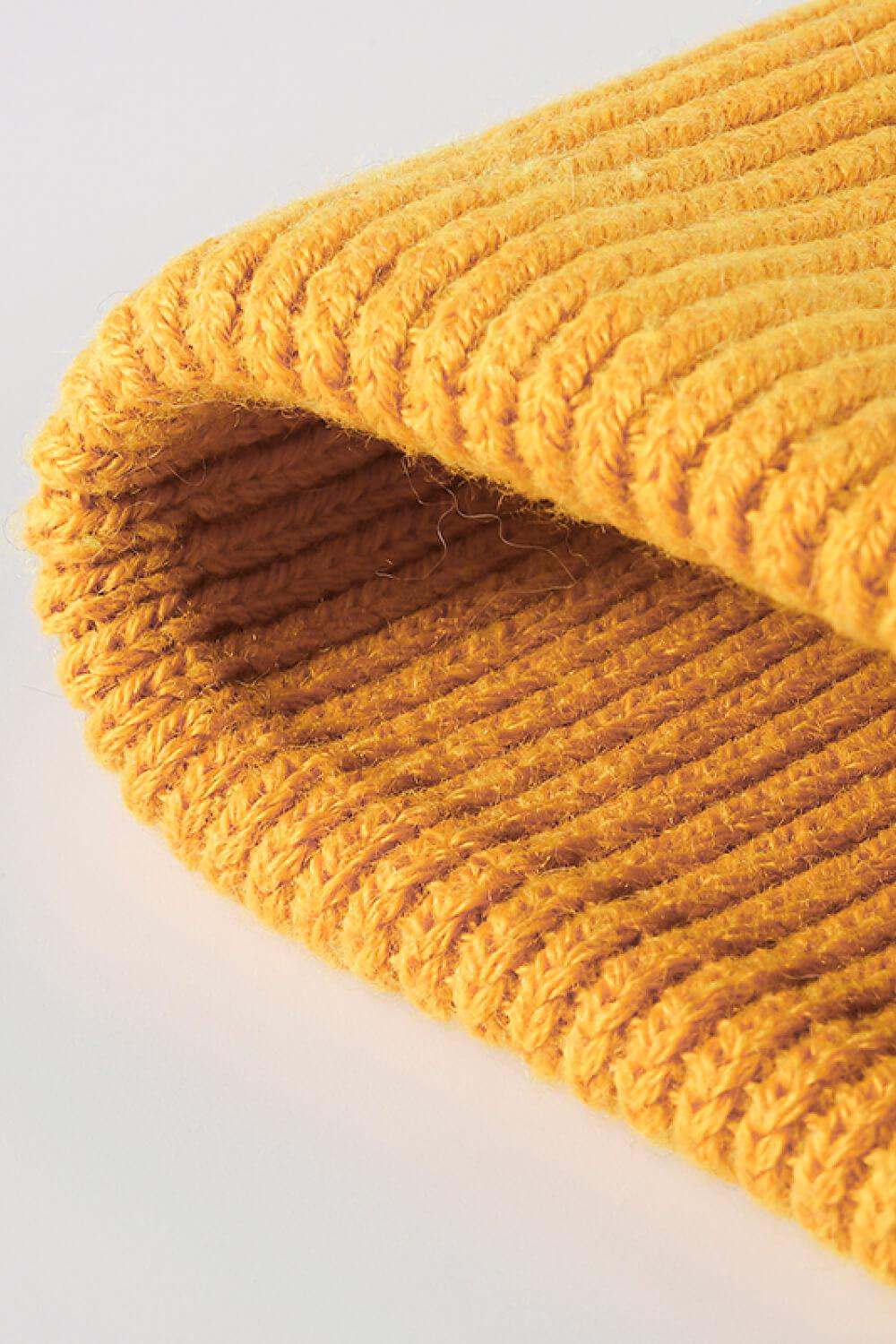 Button Detail Rib-Knit Cuff Beanie BLUE ZONE PLANET
