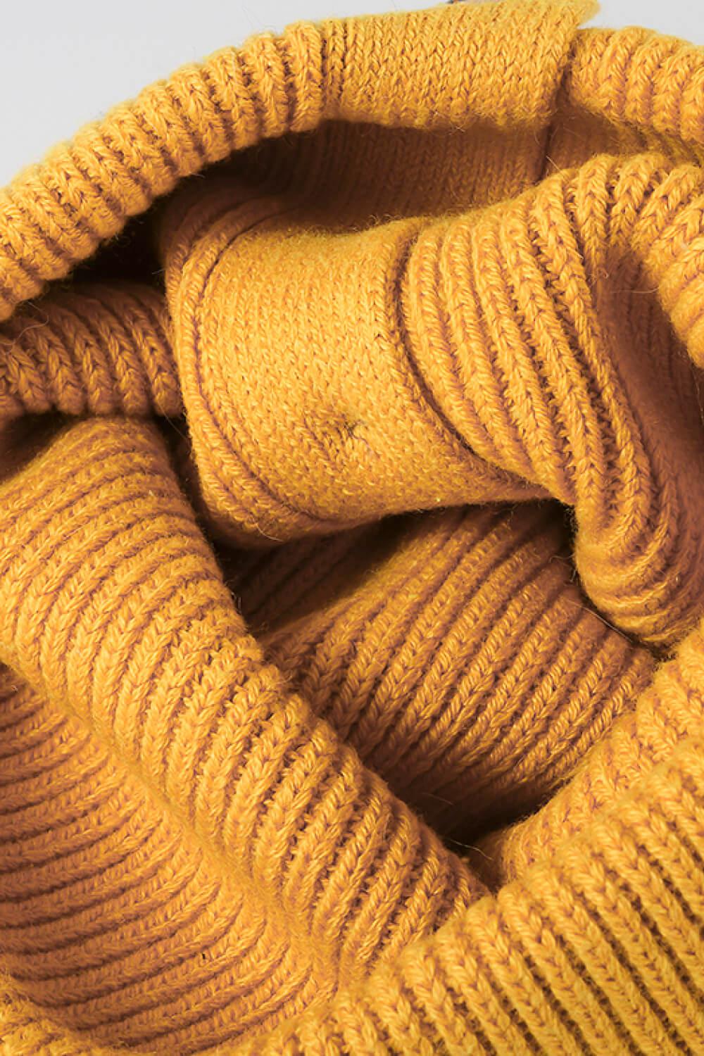 Button Detail Rib-Knit Cuff Beanie BLUE ZONE PLANET