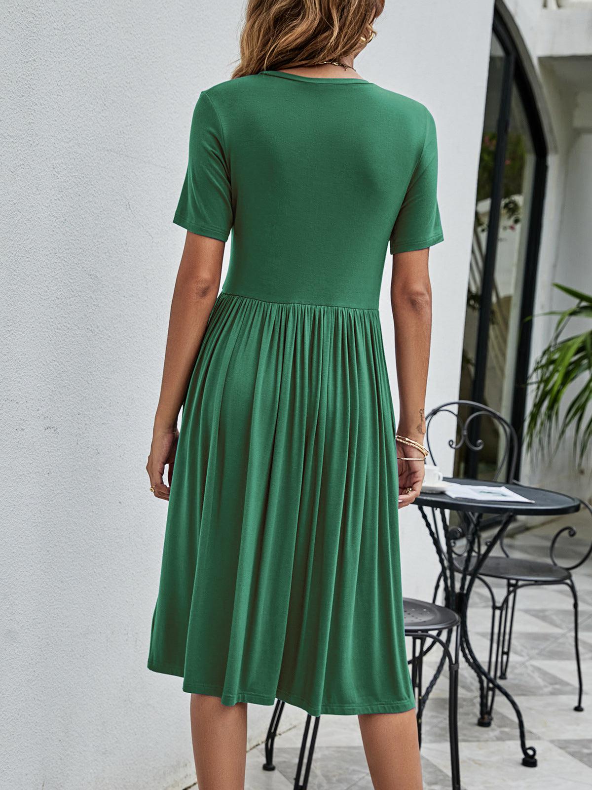 Button Detail Tee Dress with Pockets BLUE ZONE PLANET