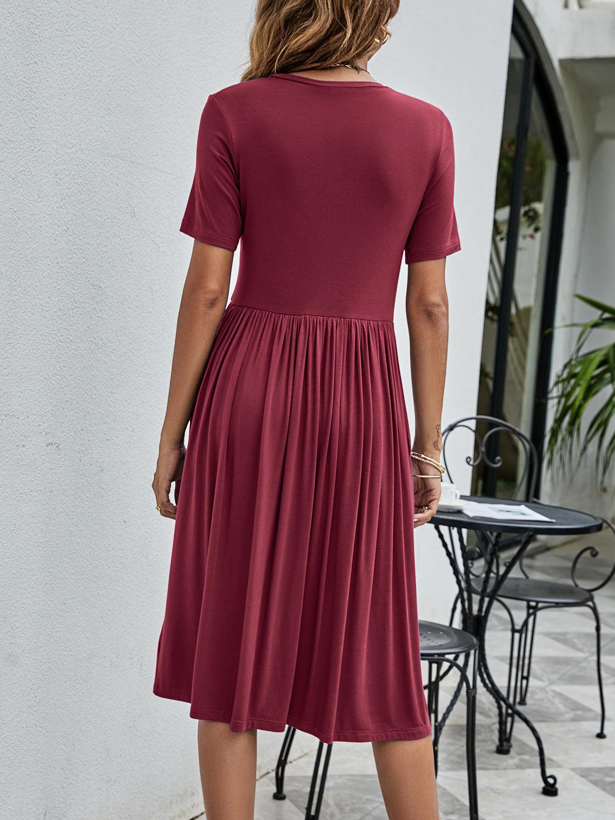 Button Detail Tee Dress with Pockets BLUE ZONE PLANET