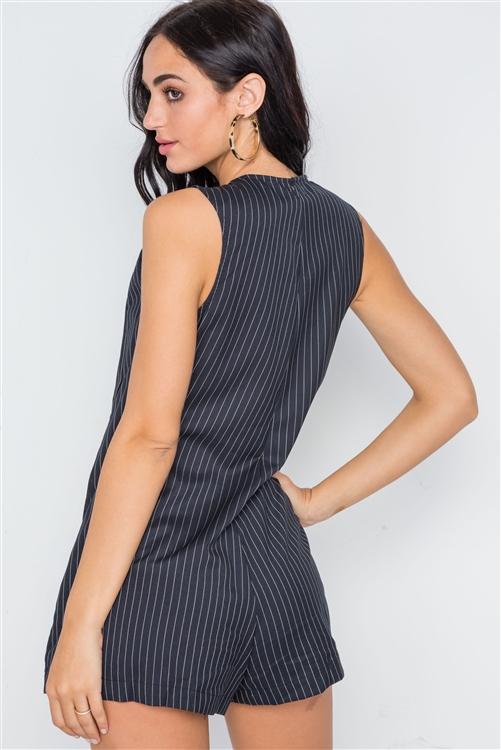 Button Down Sleeveless Romper Blue Zone Planet