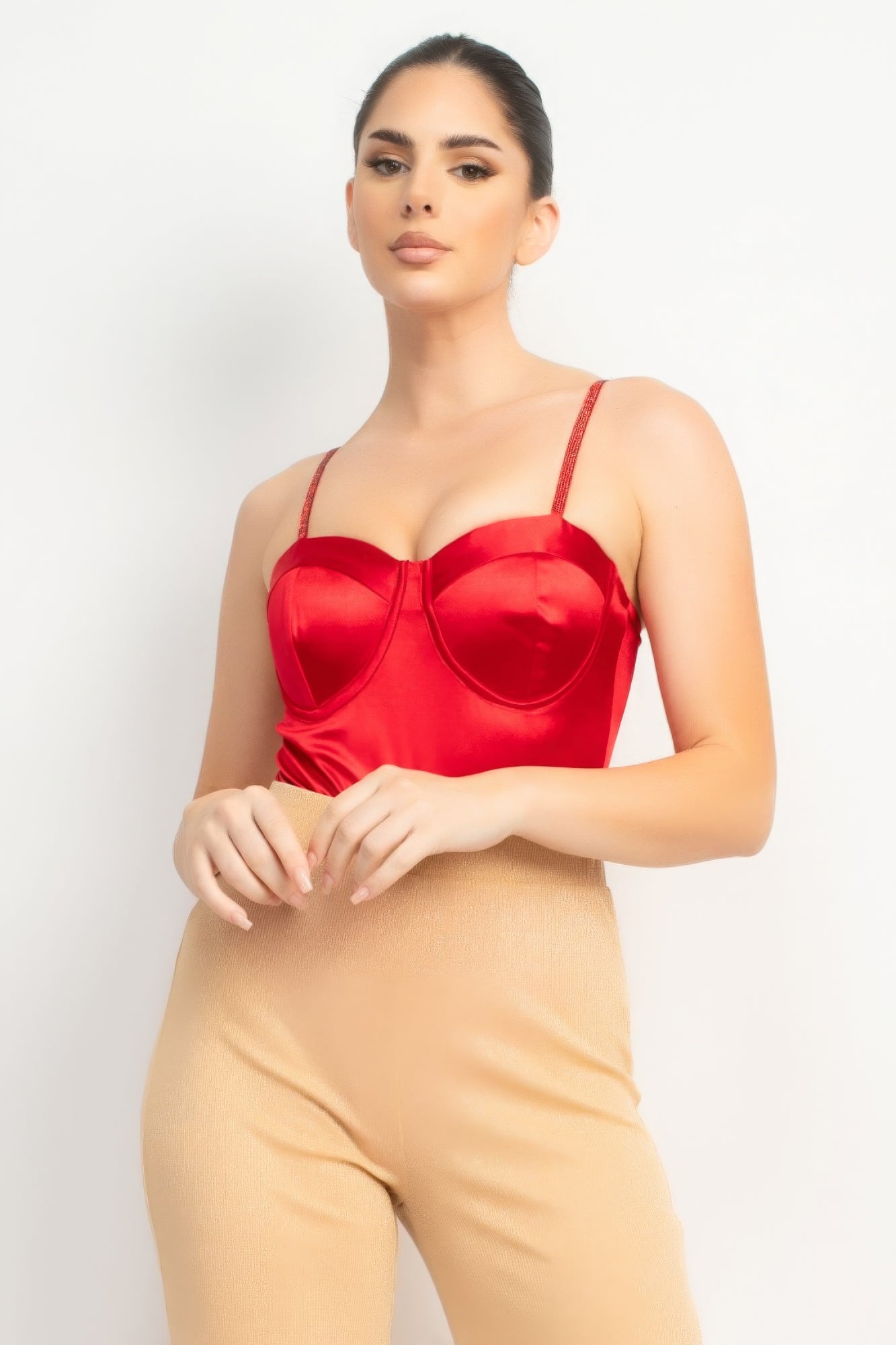 Eve's Rhinestone Strap Sweetheart Bodysuit Blue Zone Planet