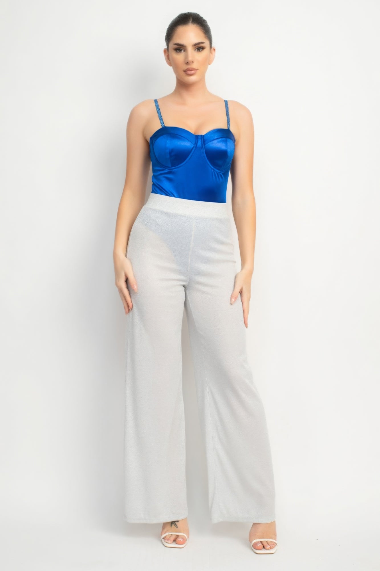 Eve's Rhinestone Strap Sweetheart Bodysuit Blue Zone Planet