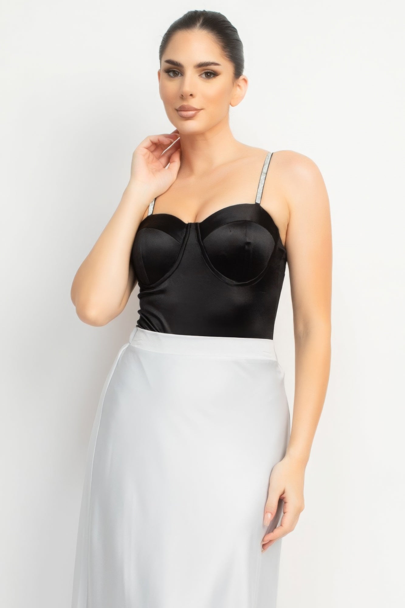 Eve's Rhinestone Strap Sweetheart Bodysuit Blue Zone Planet