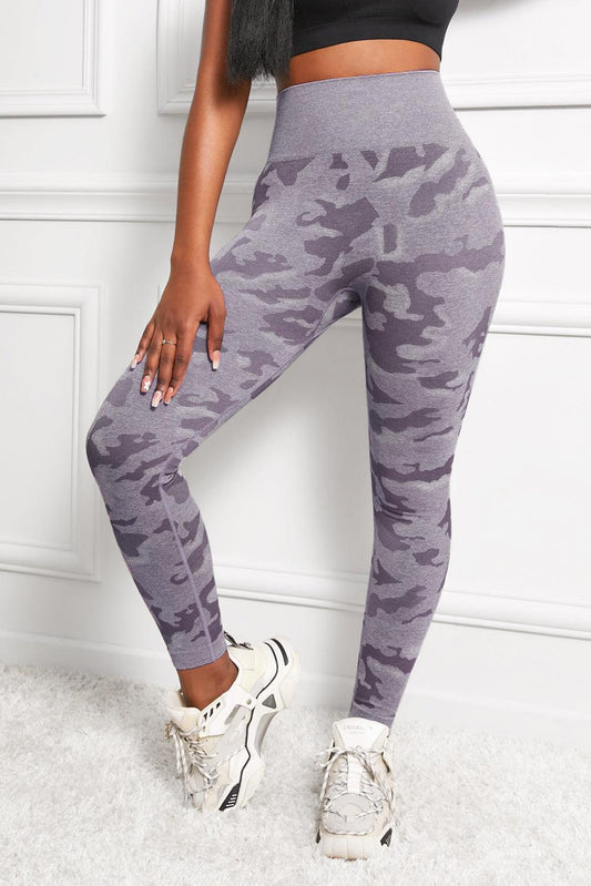 Camo Print Seamless High Waist Yoga Leggings BLUE ZONE PLANET