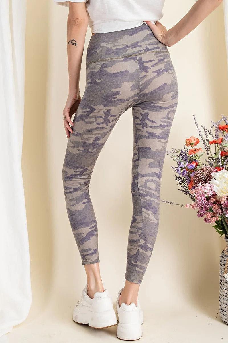 Camouflage Printed Rayon Spandex Leggings Blue Zone Planet