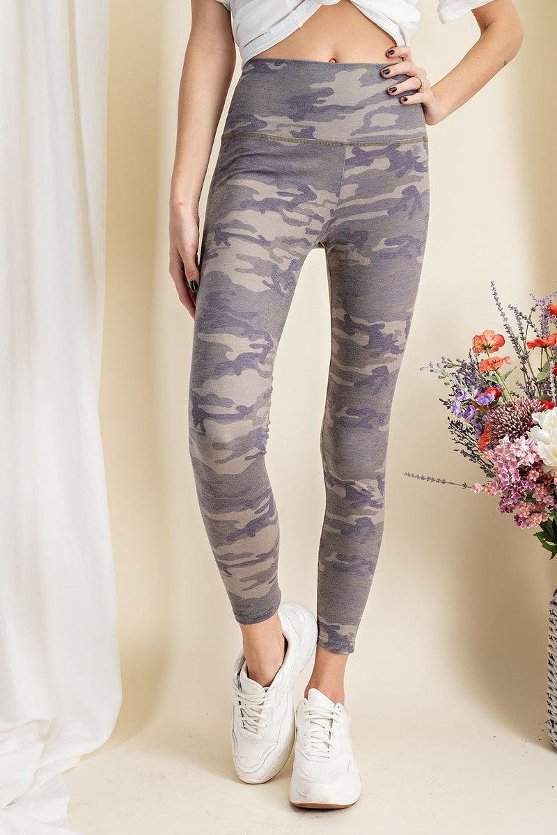 Camouflage Printed Rayon Spandex Leggings Blue Zone Planet