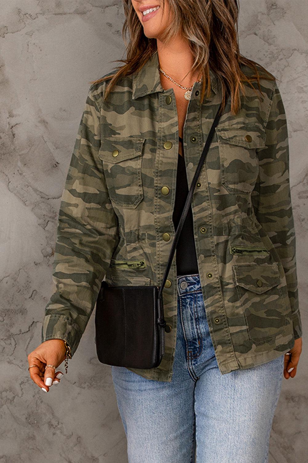 Camouflage Snap Down Jacket BLUE ZONE PLANET