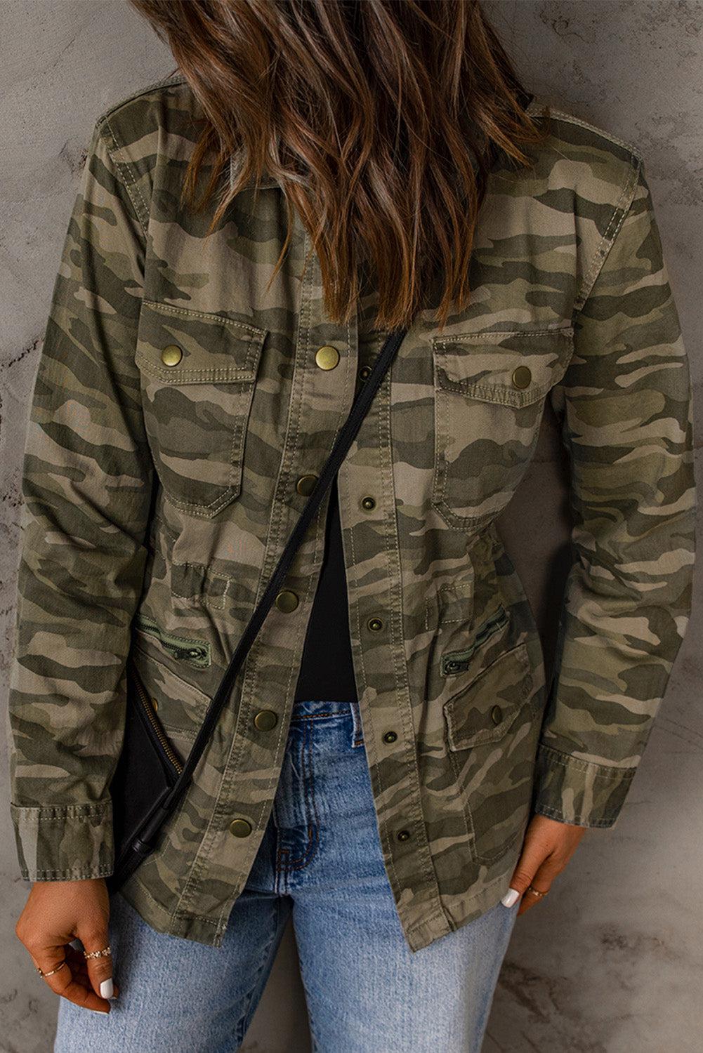 Camouflage Snap Down Jacket BLUE ZONE PLANET