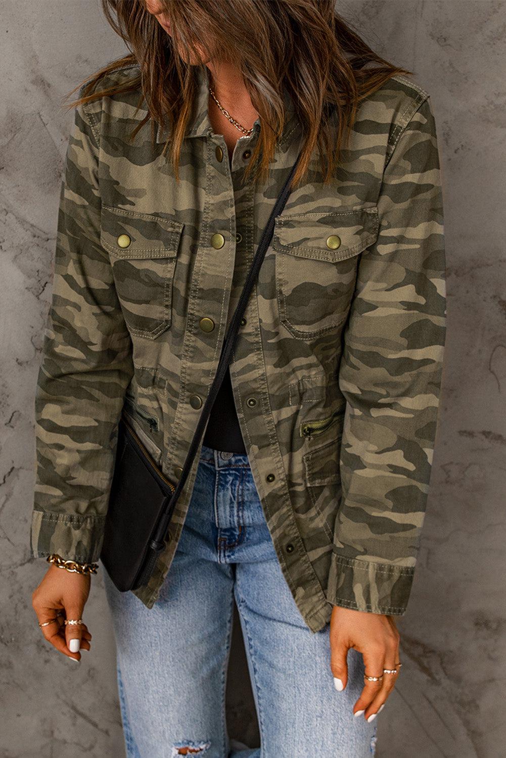 Camouflage Snap Down Jacket BLUE ZONE PLANET