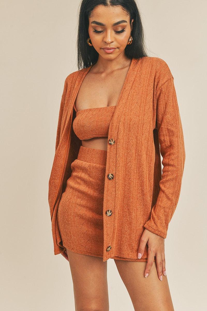 Cardigan Solid Color 3 Piece Set Blue Zone Planet