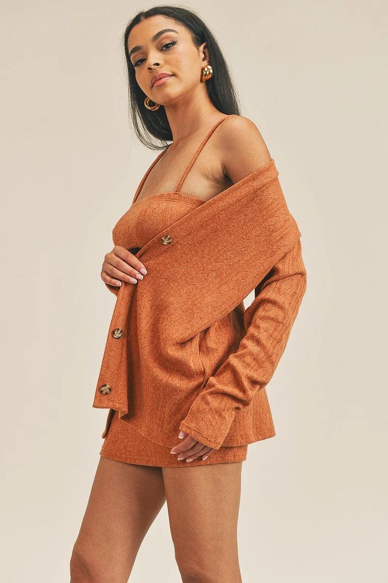 Cardigan Solid Color 3 Piece Set Blue Zone Planet