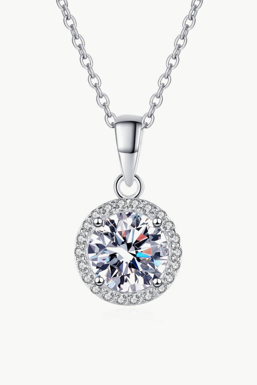 Chance to Charm 1 Carat Moissanite Round Pendant Chain Necklace BLUE ZONE PLANET