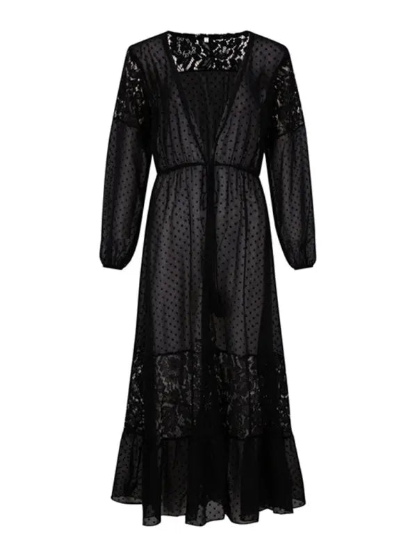 Chiffon stitching lace maxi coverup BLUE ZONE PLANET
