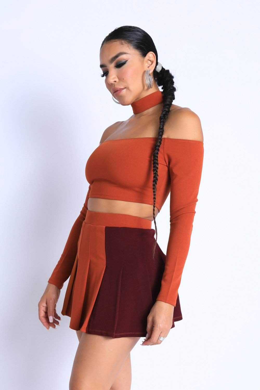 Choker Off-shoulder Top Set Blue Zone Planet