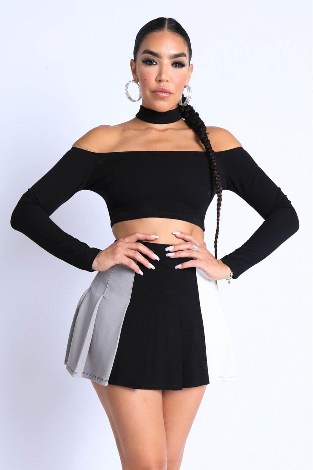 Choker Off-shoulder Top Set Blue Zone Planet