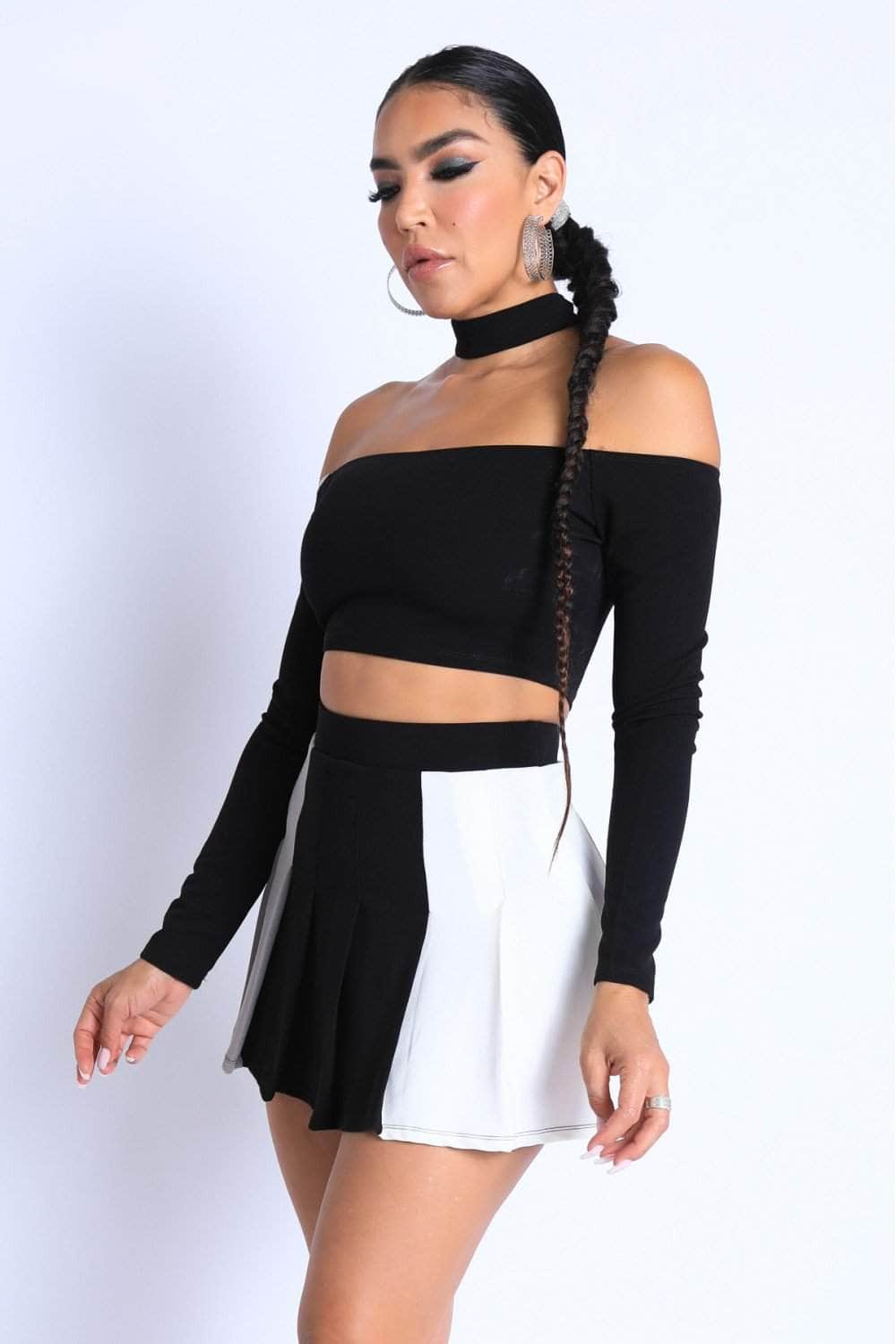 Choker Off-shoulder Top Set Blue Zone Planet