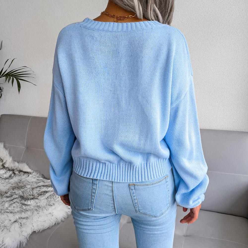 Cloud Print Button Down Ribbed Trim Cardigan BLUE ZONE PLANET