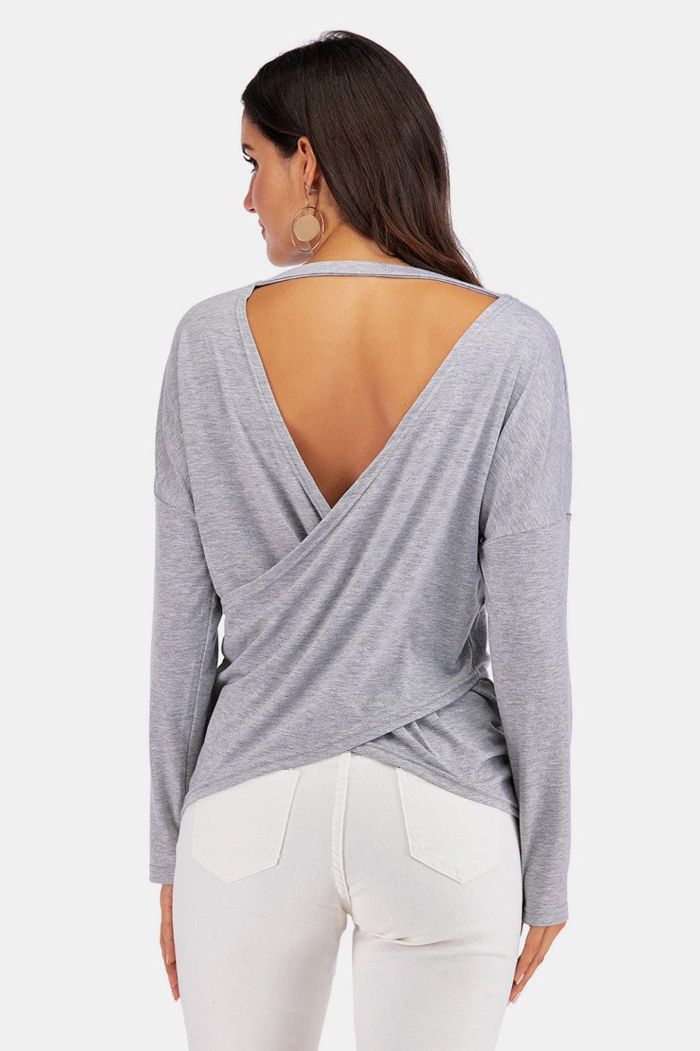 Cold-Shoulder Asymmetrical Neck Sweatshirt BLUE ZONE PLANET