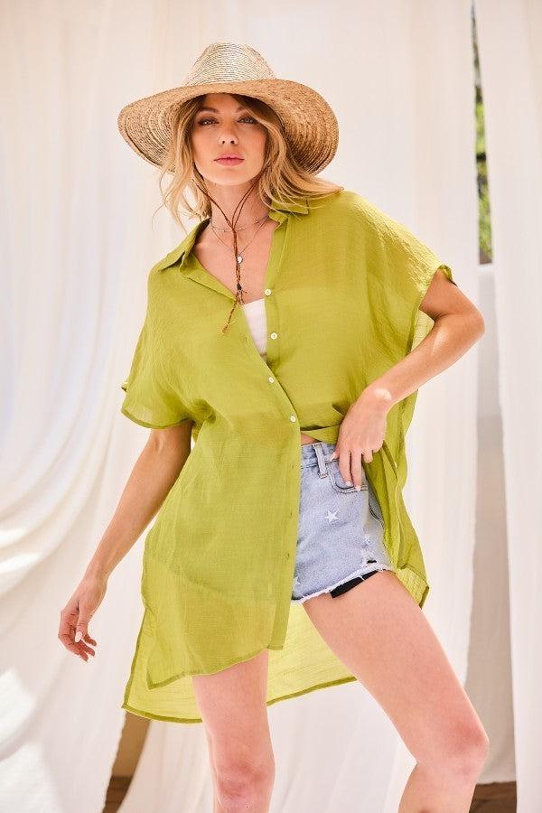 Collar Neck Button Down Robe Oversize Jacket Blue Zone Planet