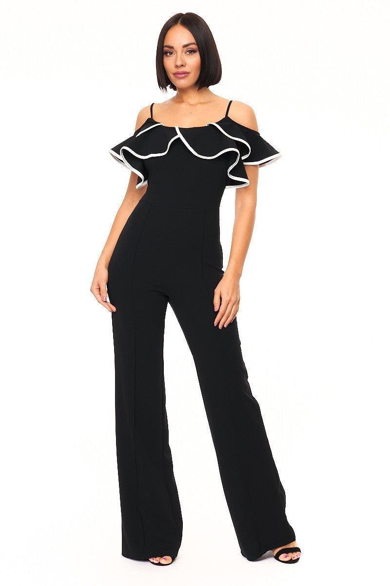 Color Block Binding Detailed Fashion Jumpsuit Blue Zone Planet