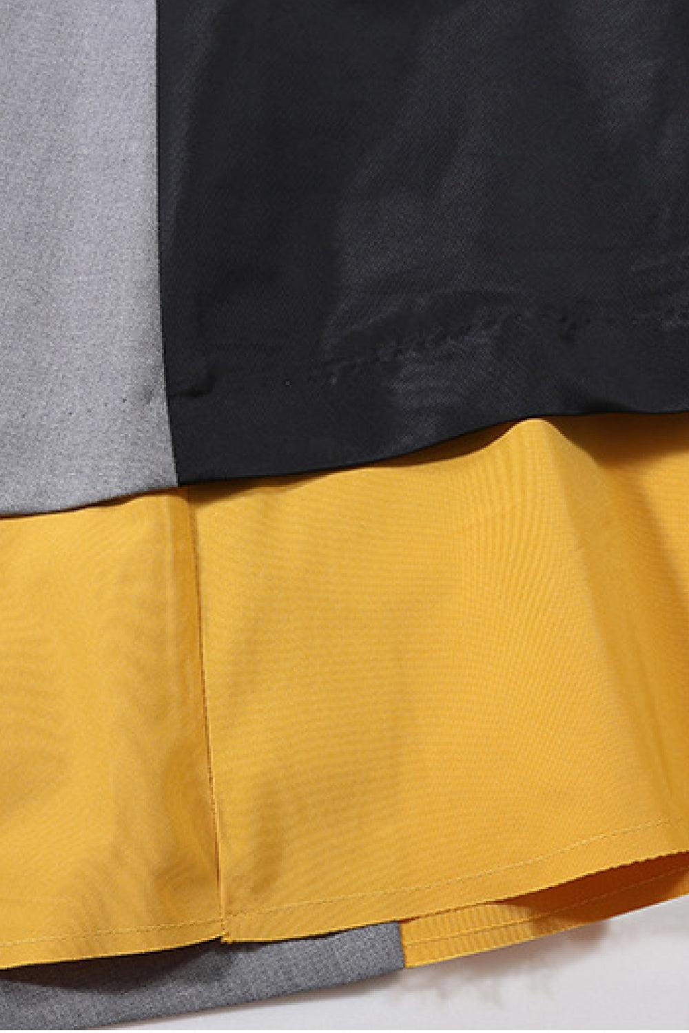 Color Block High Waist A-Line Skirt BLUE ZONE PLANET