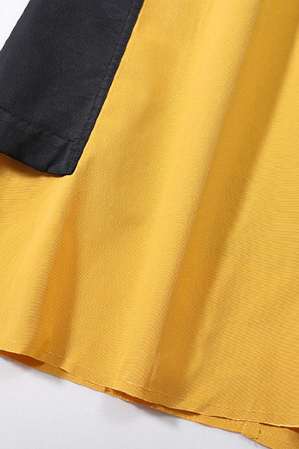 Color Block High Waist A-Line Skirt BLUE ZONE PLANET