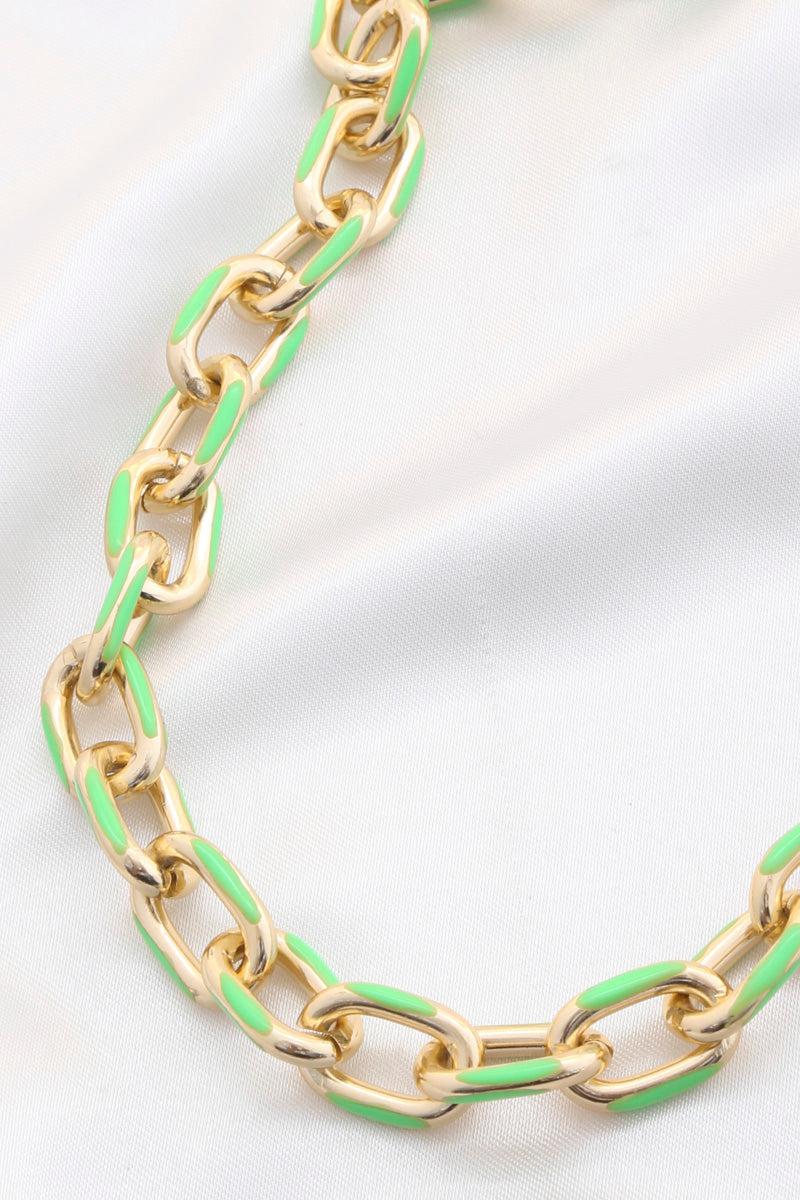 Color Metal Oval Link Necklace Blue Zone Planet