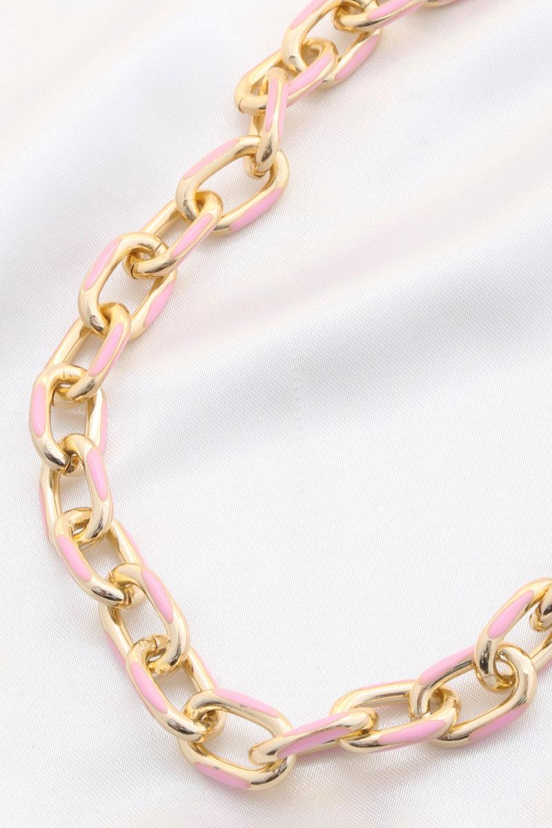 Color Metal Oval Link Necklace Blue Zone Planet