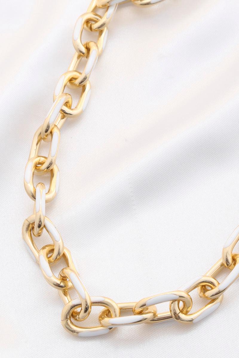Color Metal Oval Link Necklace Blue Zone Planet
