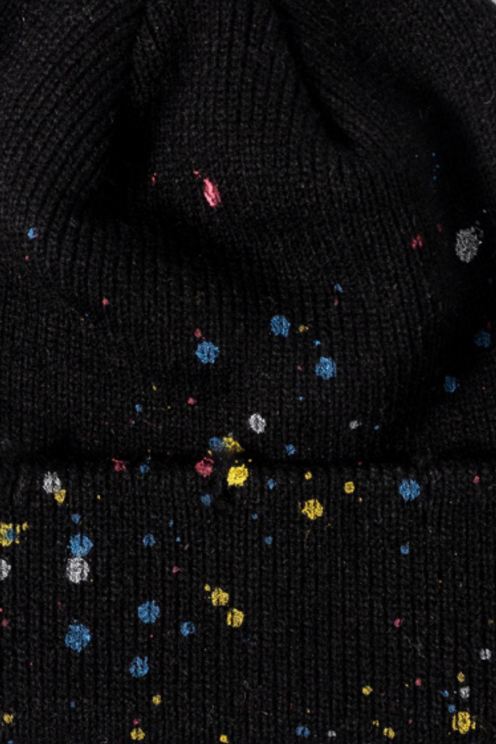 Confetti Rib-Knit Cuff Beanie BLUE ZONE PLANET