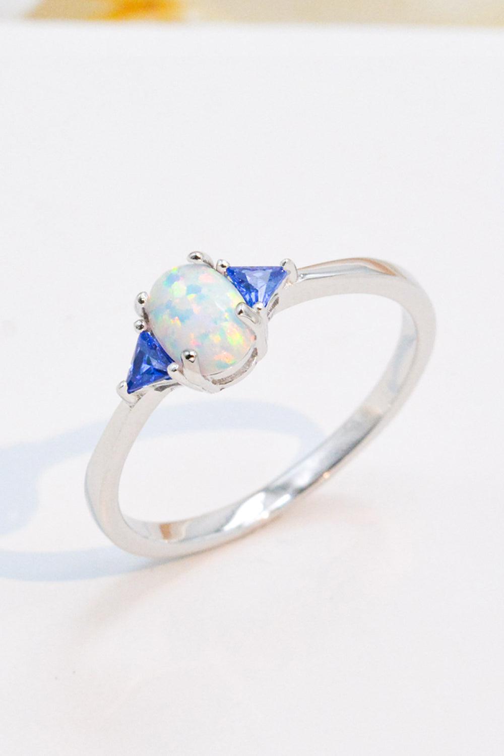 Contrast 925 Sterling Silver Opal Ring BLUE ZONE PLANET