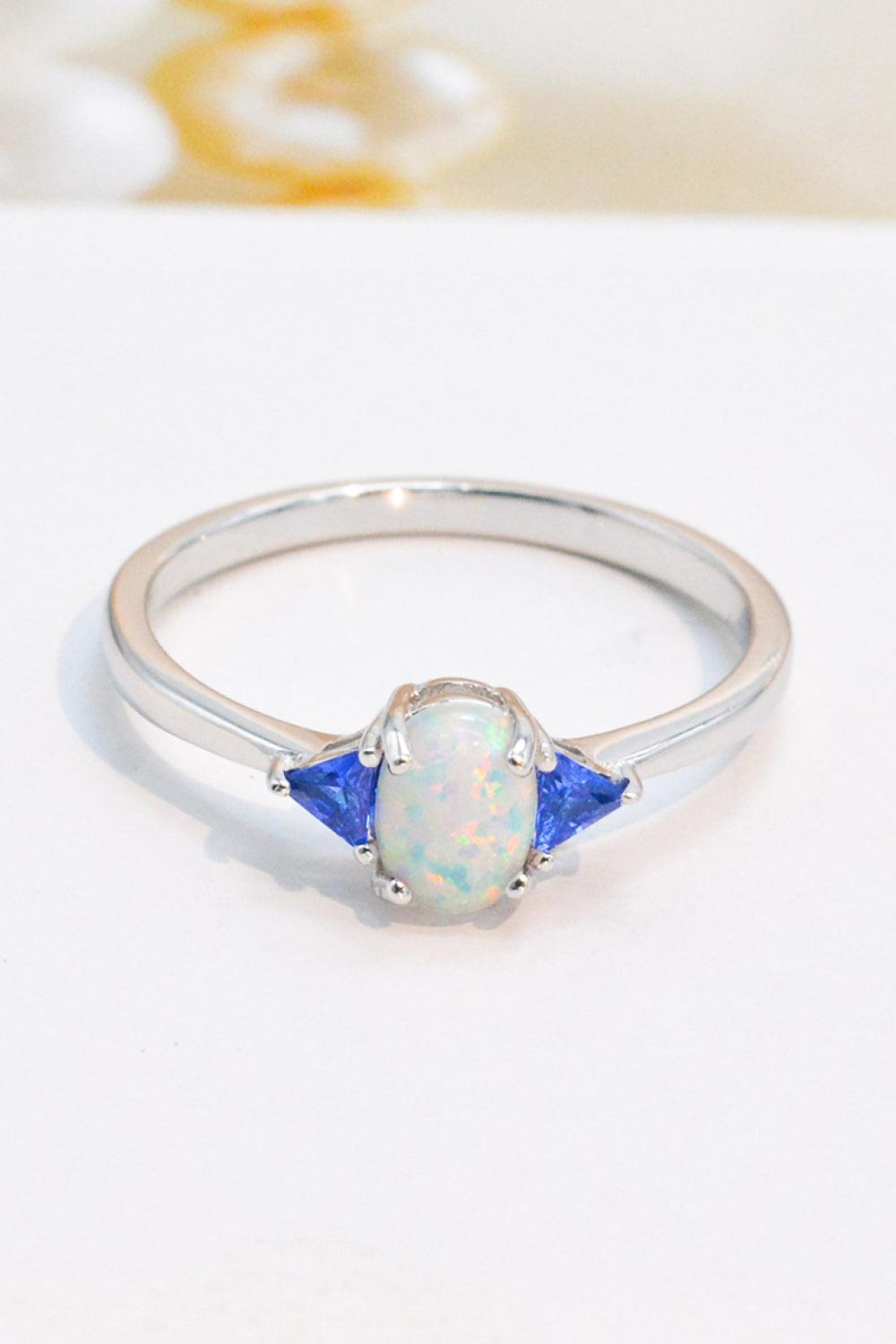 Contrast 925 Sterling Silver Opal Ring BLUE ZONE PLANET