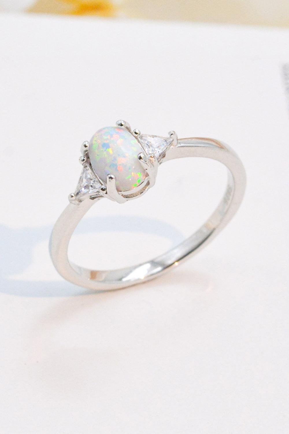 Contrast 925 Sterling Silver Opal Ring BLUE ZONE PLANET