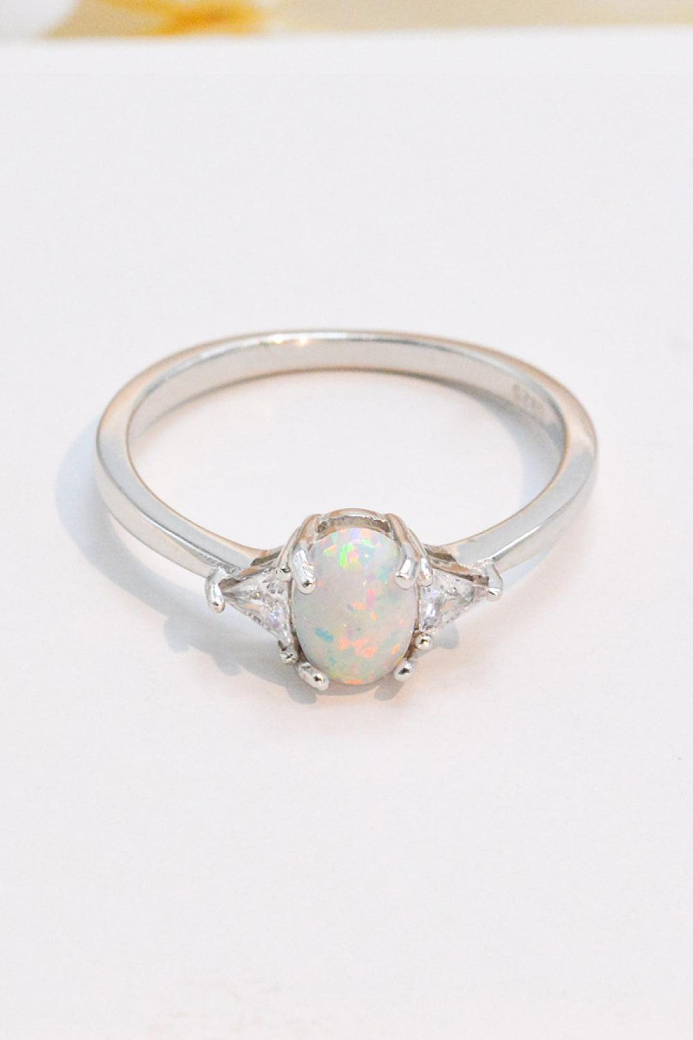 Contrast 925 Sterling Silver Opal Ring BLUE ZONE PLANET