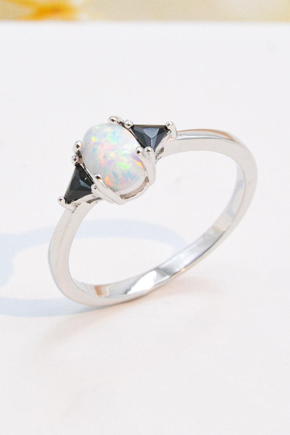 Contrast 925 Sterling Silver Opal Ring BLUE ZONE PLANET