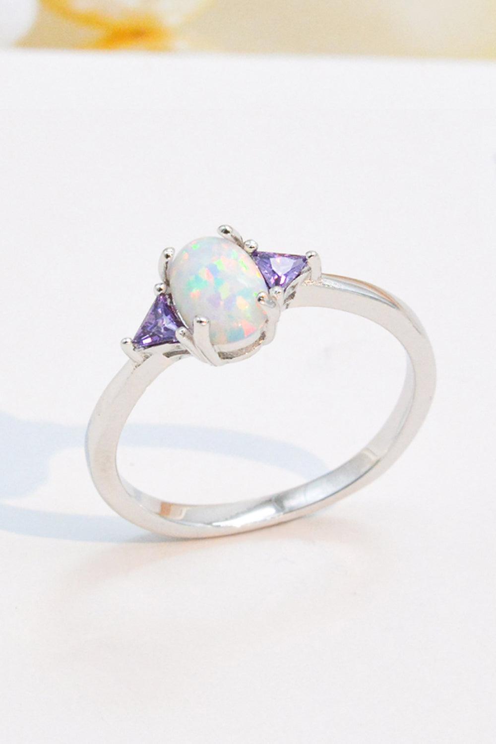 Contrast 925 Sterling Silver Opal Ring BLUE ZONE PLANET