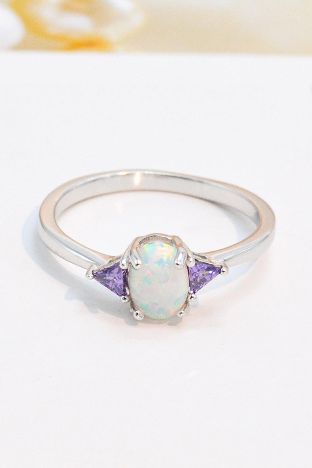 Contrast 925 Sterling Silver Opal Ring BLUE ZONE PLANET