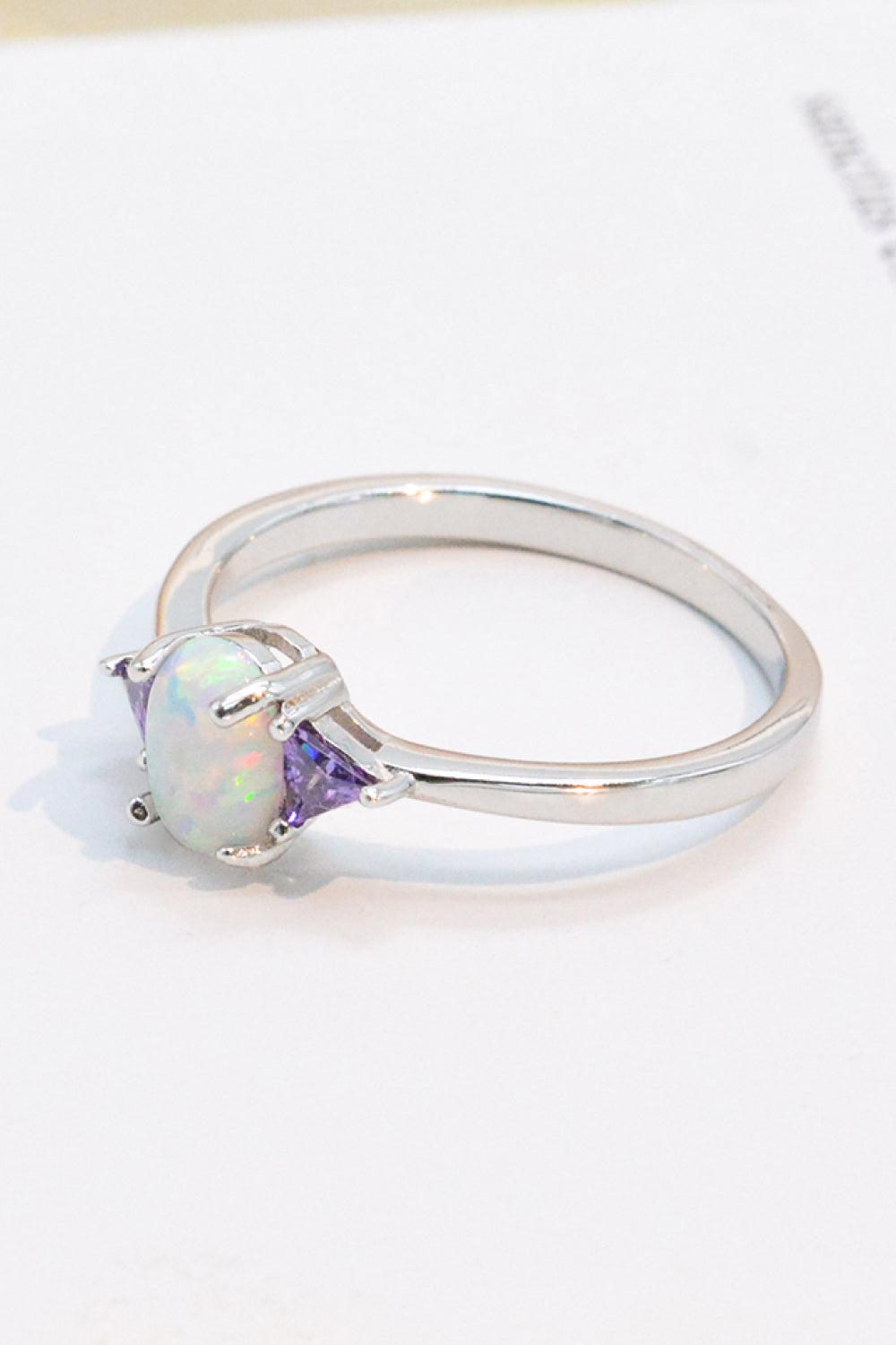 Contrast 925 Sterling Silver Opal Ring BLUE ZONE PLANET