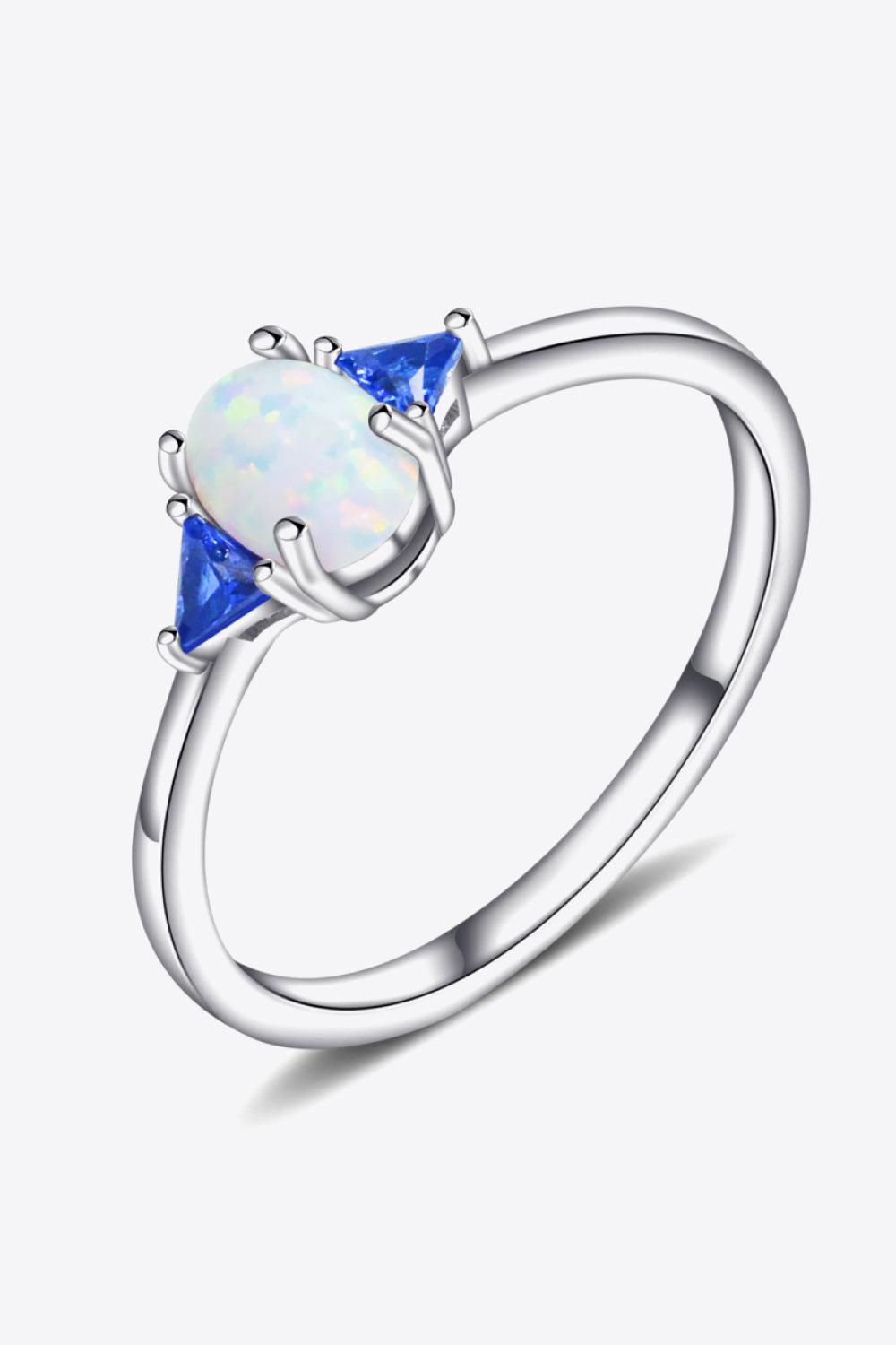 Contrast 925 Sterling Silver Opal Ring BLUE ZONE PLANET
