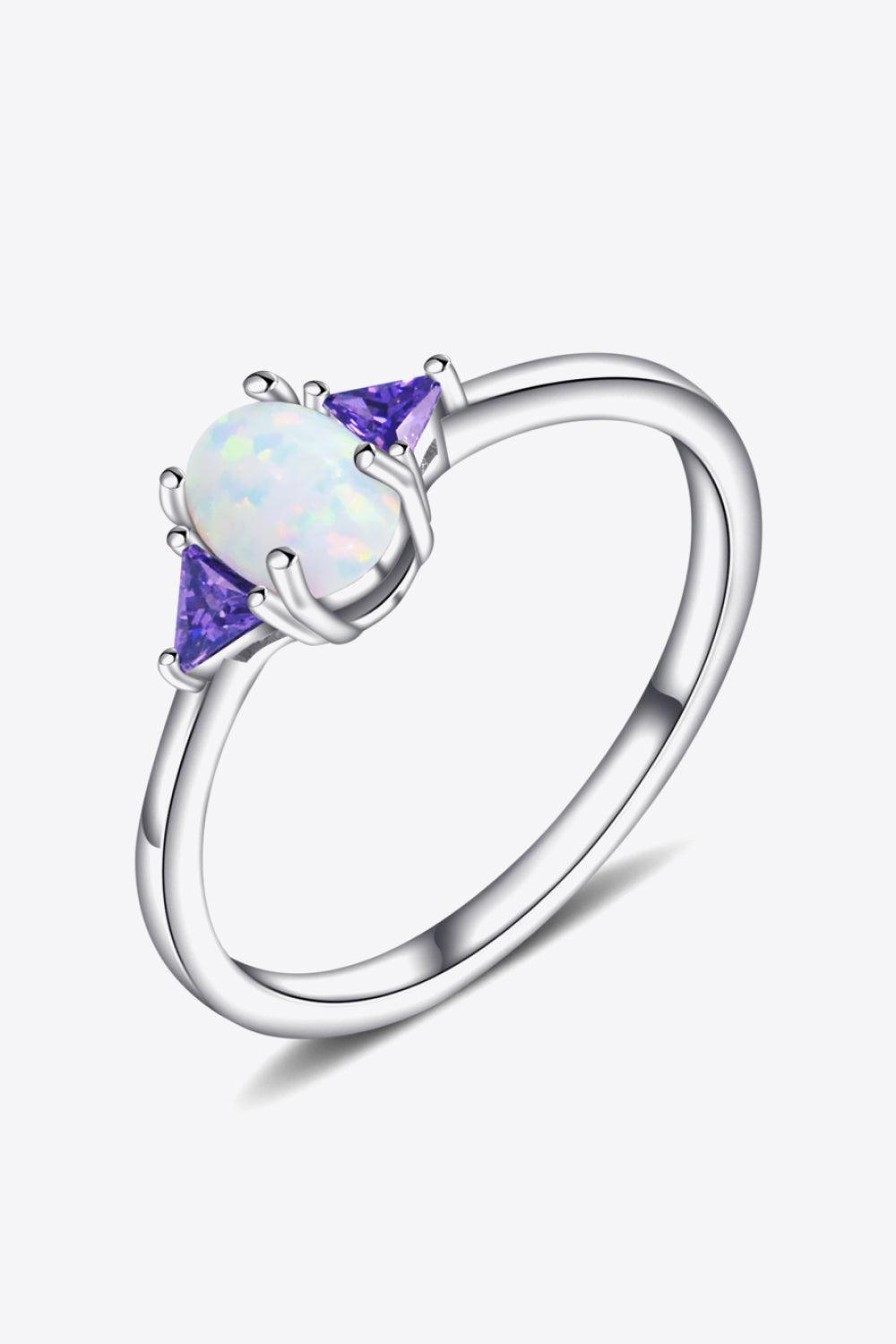Contrast 925 Sterling Silver Opal Ring BLUE ZONE PLANET
