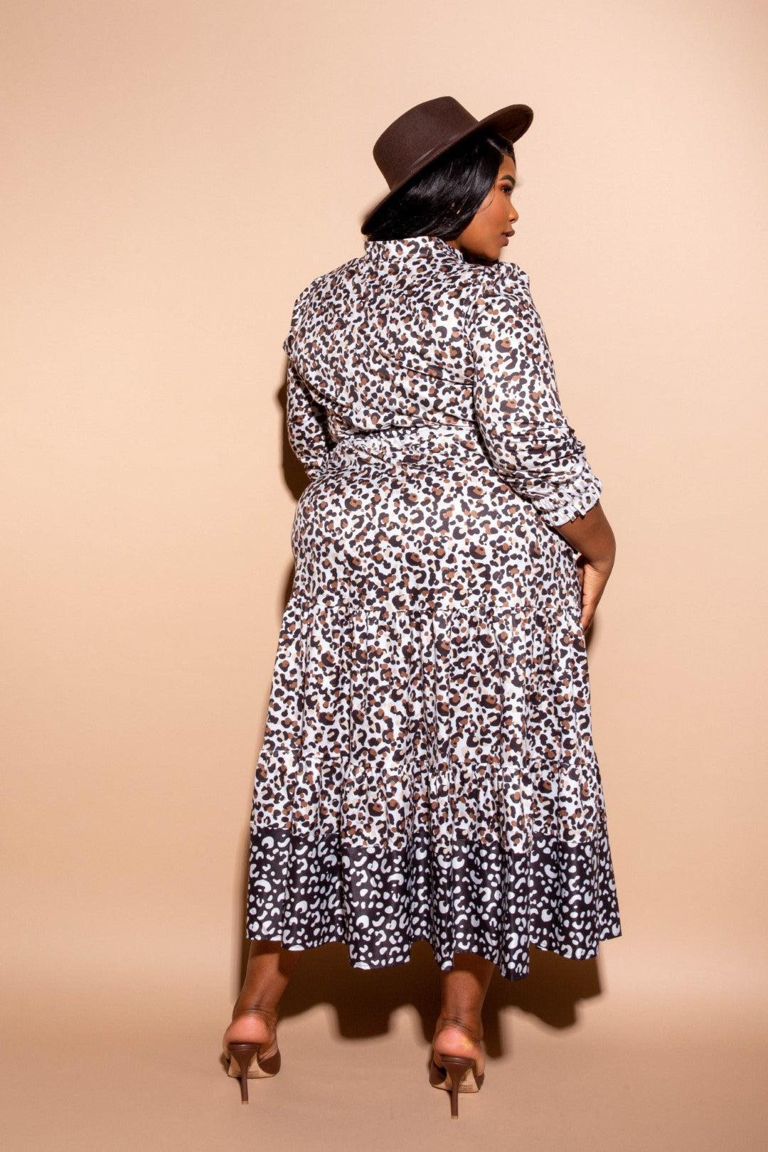 Contrast Animal Print Shirt Dress Blue Zone Planet