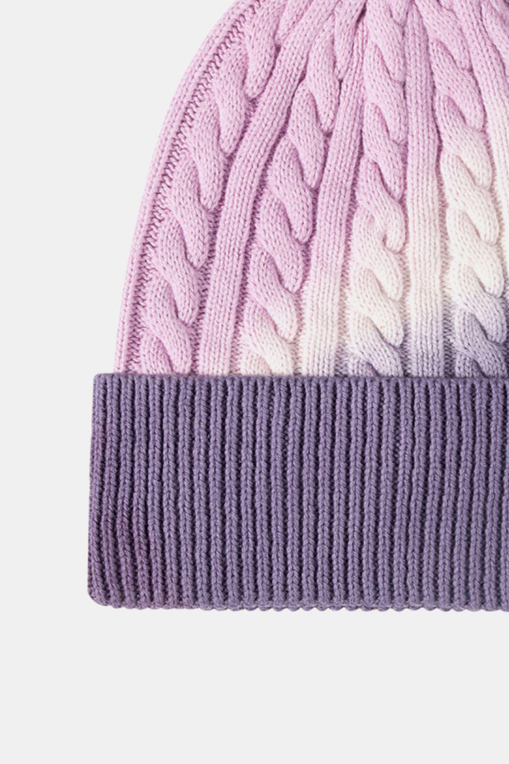 Contrast Tie-Dye Cable-Knit Cuffed Beanie BLUE ZONE PLANET