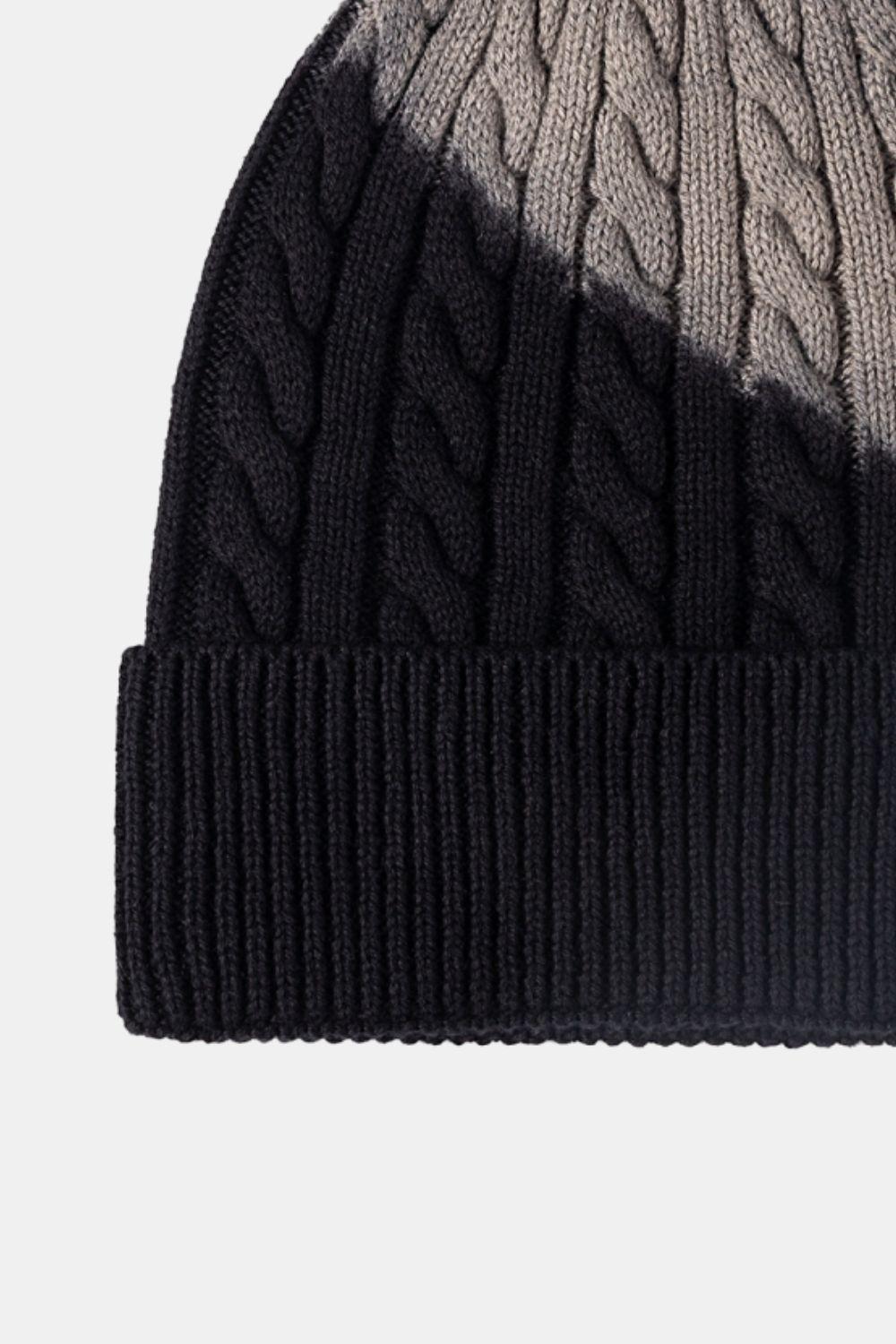 Contrast Tie-Dye Cable-Knit Cuffed Beanie BLUE ZONE PLANET