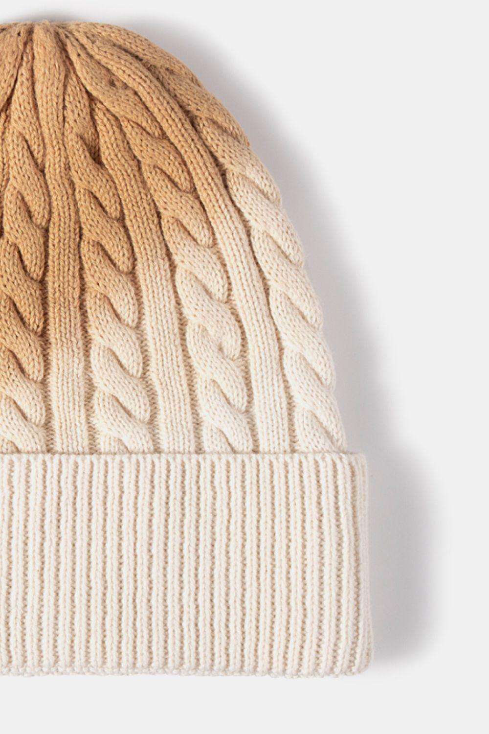 Contrast Tie-Dye Cable-Knit Cuffed Beanie BLUE ZONE PLANET