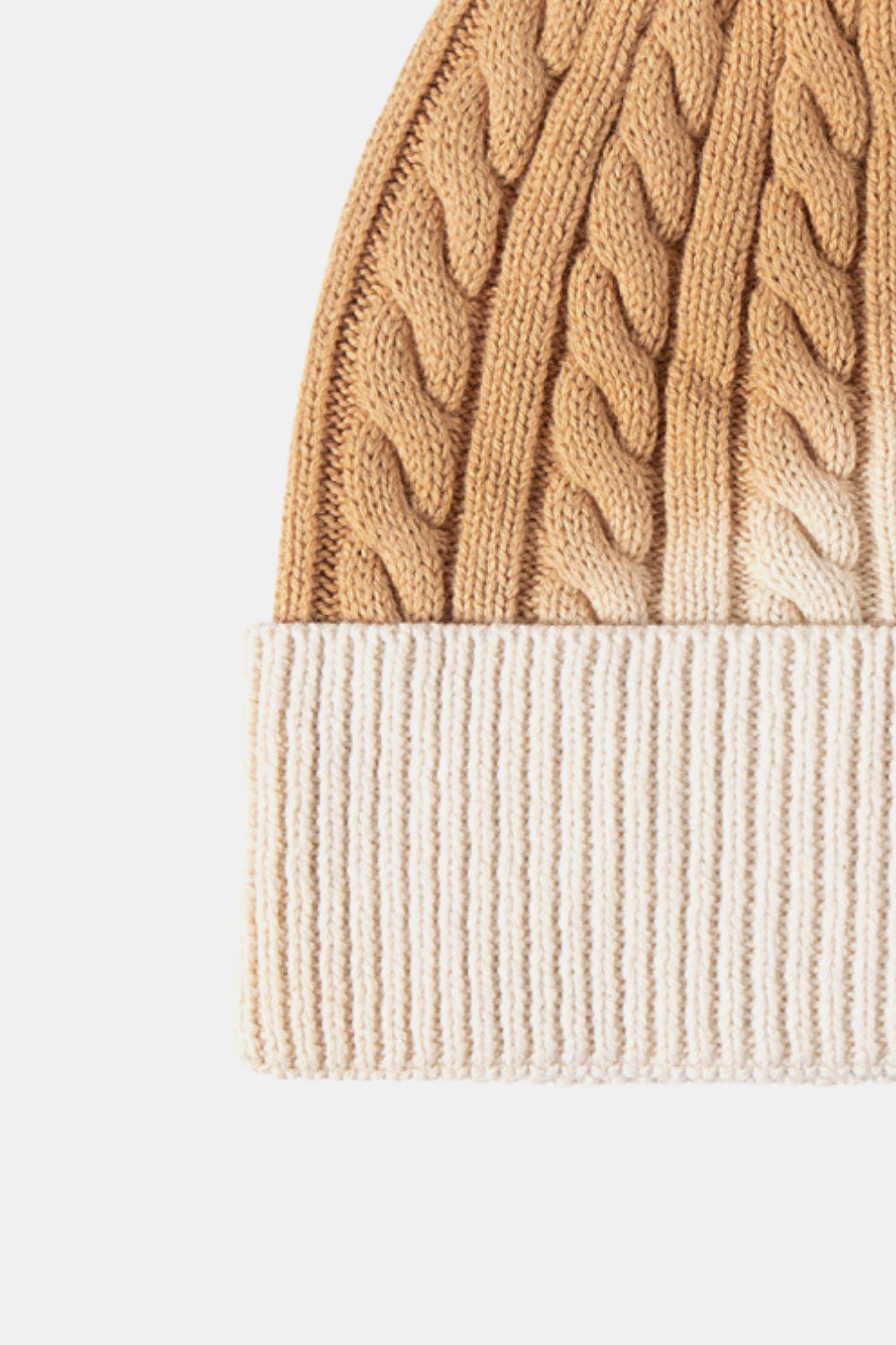 Contrast Tie-Dye Cable-Knit Cuffed Beanie BLUE ZONE PLANET